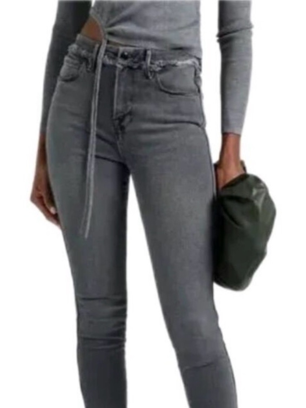 Good American Frayed Waistband Skinny Jeans
